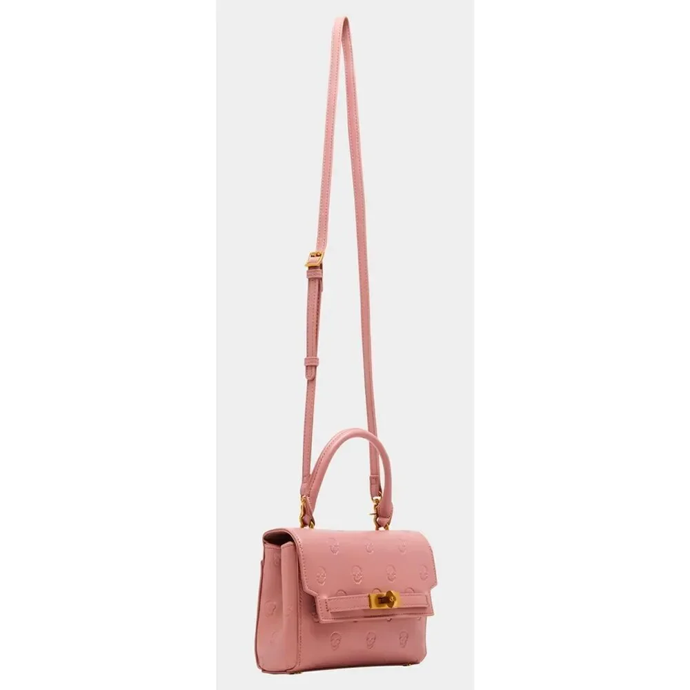 NWT~BETSEY JOHNSON Skullicious Top Handle Satchel Bag in Blush/Taupe